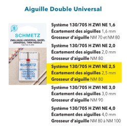 Schmetz Aiguilles Double 2,5 mm Machine familiale