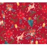 Tissu popeline 100% coton NOEL ROUGE à partir de 30 cm x 145 cm