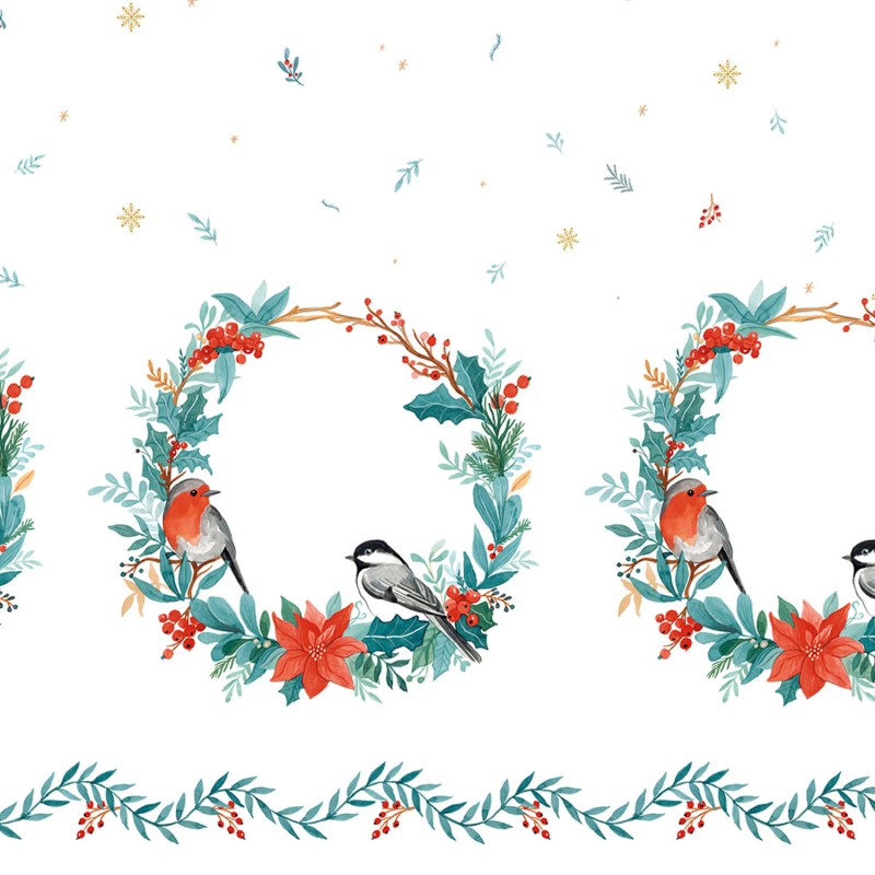 Tissu en coton Canvas Xmas Birds, 100% Coton