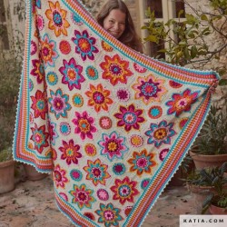 Kit CAL Flowers Forever UNICO : Couverture Fleurs Crochet de KATIA