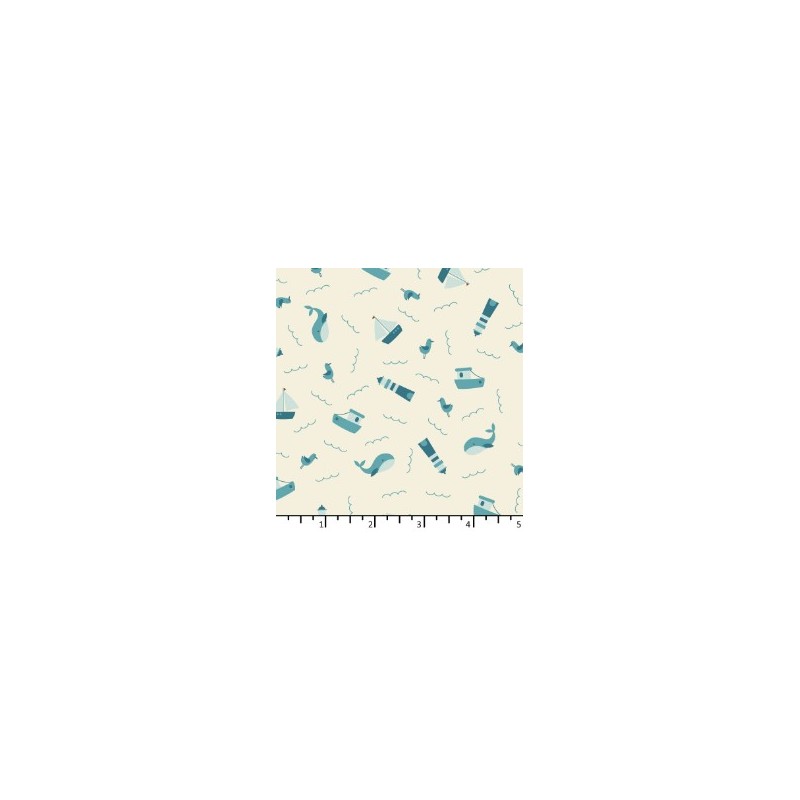Tissu Au bord de mer fond beige de chez EQP Textiles