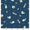Tissu Au bord de mer fond bleu prusse de chez EQP Textiles