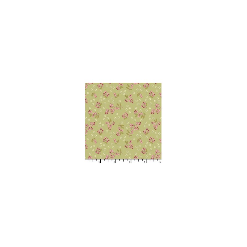 Tissu Baies sauvage olive claire sunshine de chez EQP Textiles