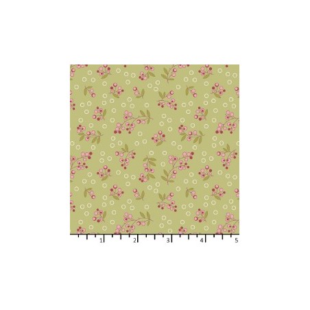 Tissu Baies sauvage olive claire sunshine de chez EQP Textiles