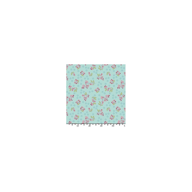 Tissu Baies sauvage aqua de chez EQP Textiles