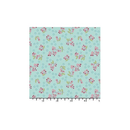 Tissu Baies sauvage aqua de chez EQP Textiles
