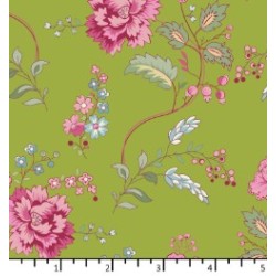 Tissu Bouquet vert pomme de...