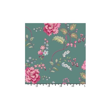 Tissu Bouquet Bleu canard de chez EQP Textiles
