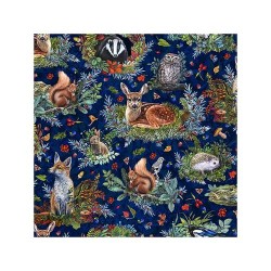 COUPON Coton Bio Nuit en forêt, 45 cm x 55 cm Odile Bailloeul